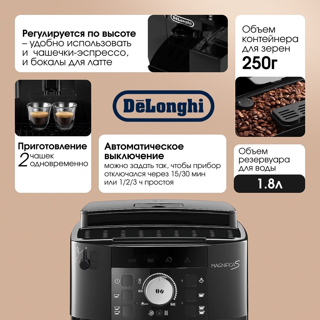 Кофемашина Delonghi Magnifica S ECAM12.121.B черный купить,177417