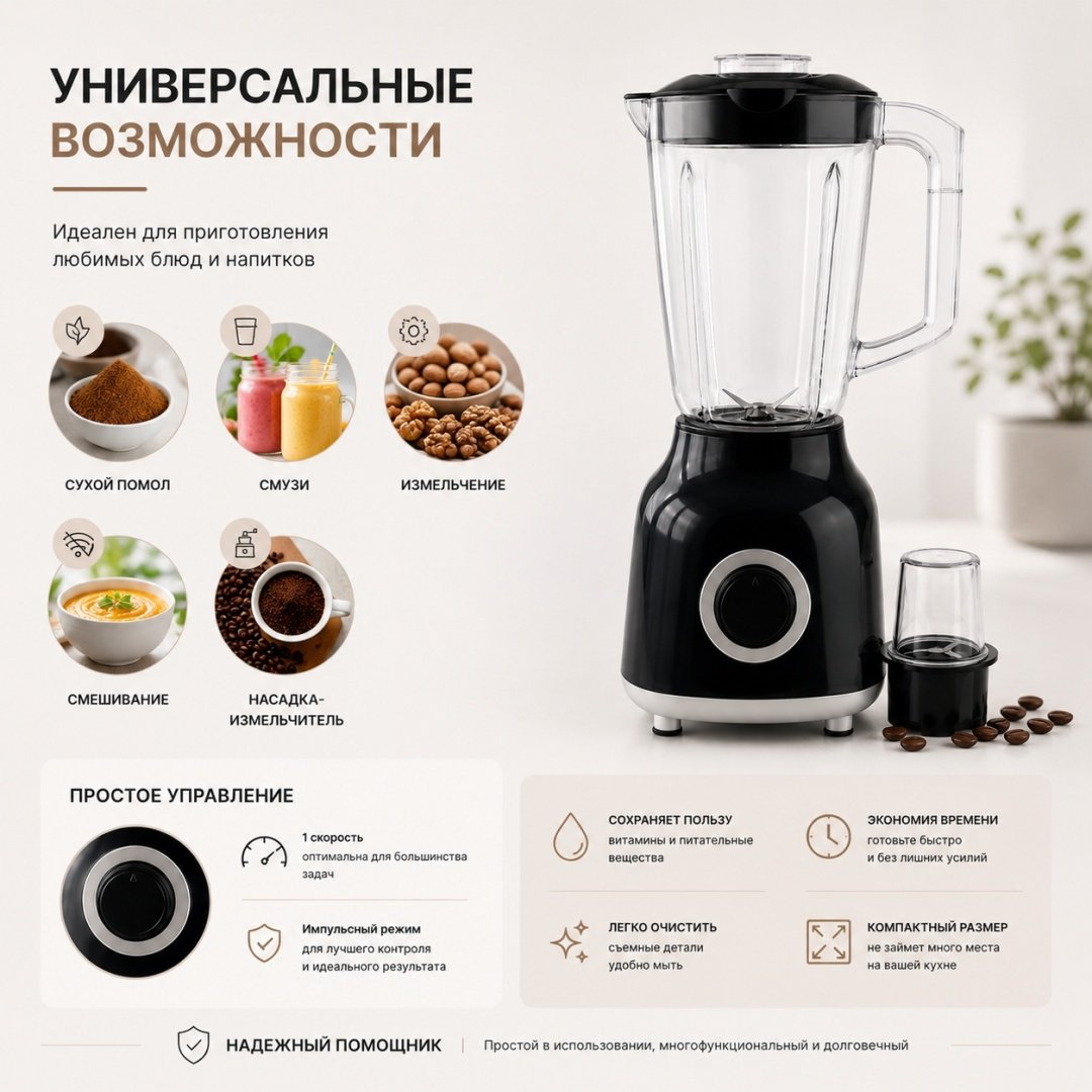 Блендер стационарный NEXME PB-888 черный