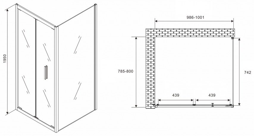 Душевое ограждение Abber двухстенное AG07100B-S80B купить,NaN