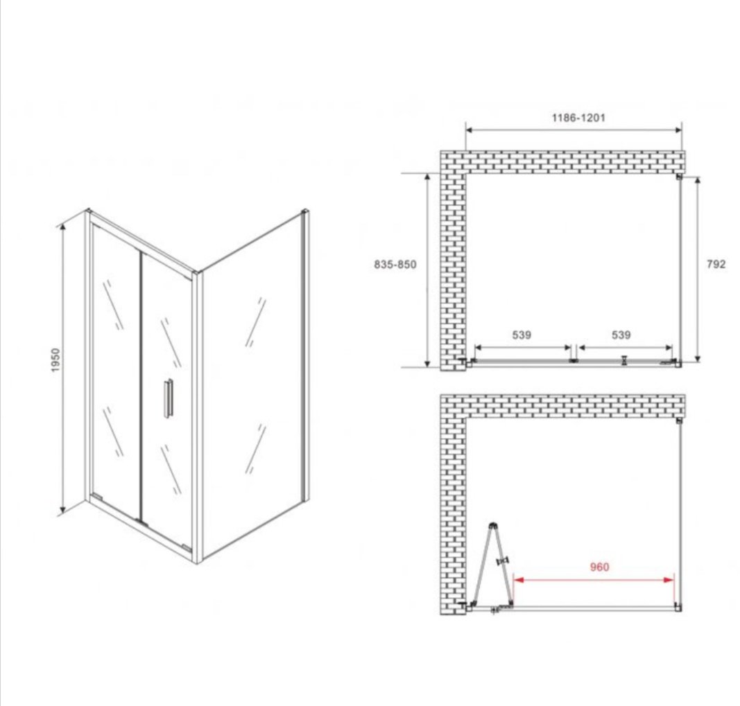 Душевое ограждение Abber двухстенное AG07120B-S85B, 850х1950 мм купить,NaN