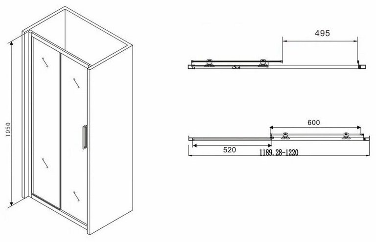 Душевое ограждение Душевая дверь ABBER Schwarzer Diamant AG30120BH (1200*1950)