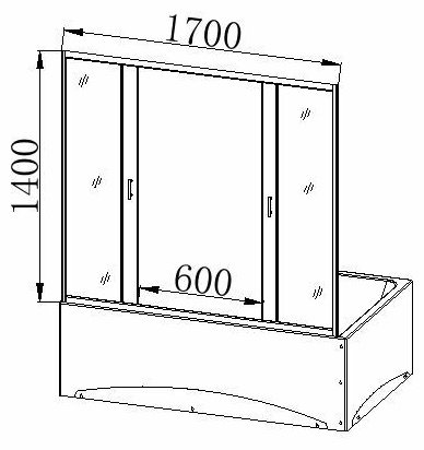 Душевое ограждение Taliente одностенное TA-1714CB, 1700х1400 мм купить,NaN