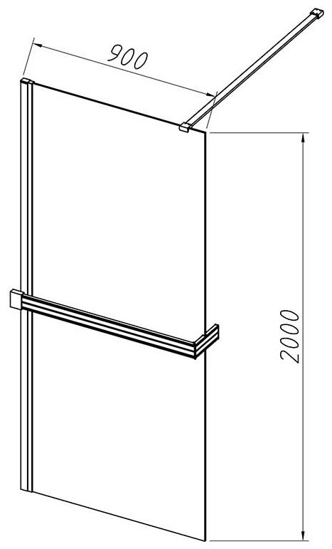 Душевое ограждение KABINKA.KZ одностенное VSW-4HR900CG, 900х2000 мм