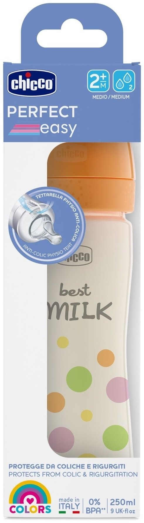 Бутылочка Chicco 00020243100000 250 мл оранжевый купить,NaN