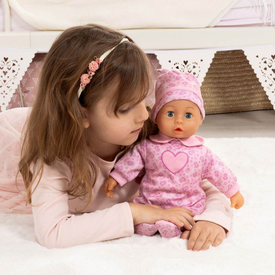 Пупс Bayer Dolls пупс комбез с сердечком 38 см купить,NaN