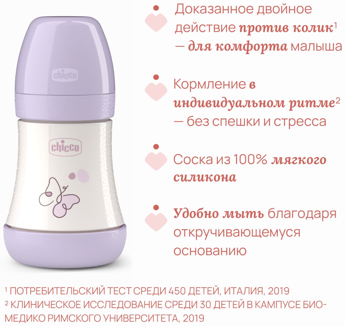 Бутылочка Chicco 00020211120040 150 мл фиолетовый купить,NaN