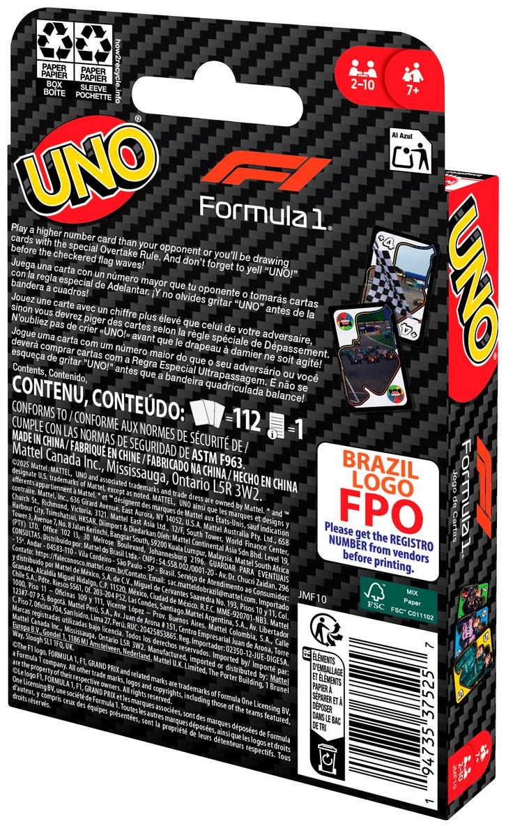 Настольная игра Mattel UNO Formula 1 купить,NaN