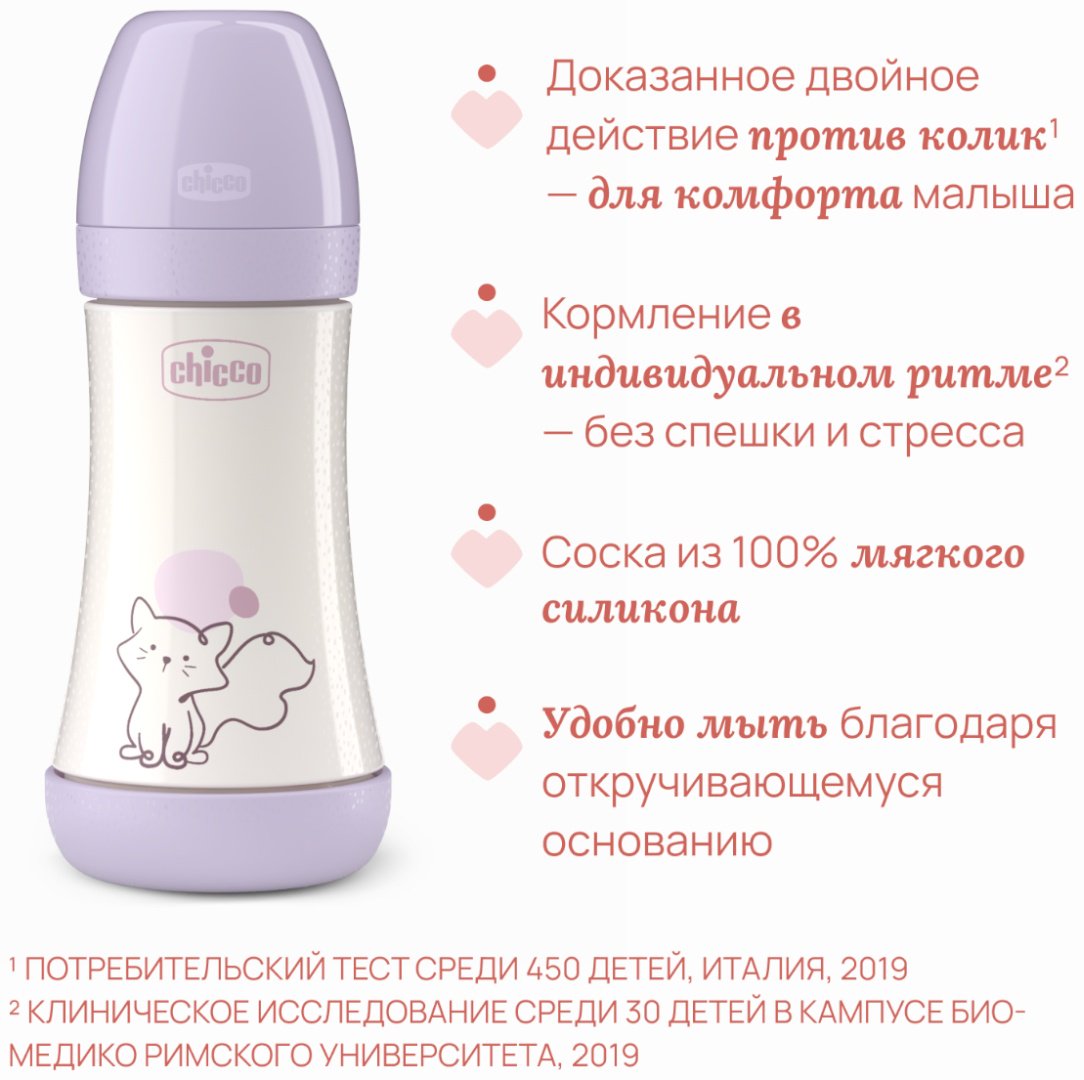 Бутылочка Chicco 00020223120040 240 мл фиолетовый купить,NaN