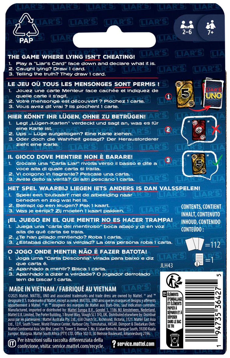 Настольная игра Mattel UNO LIAR'S купить,NaN