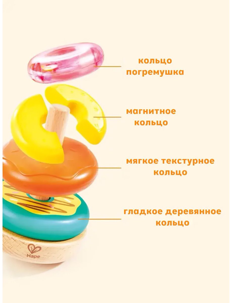 Пирамидка Hape Башня пончиков купить,NaN