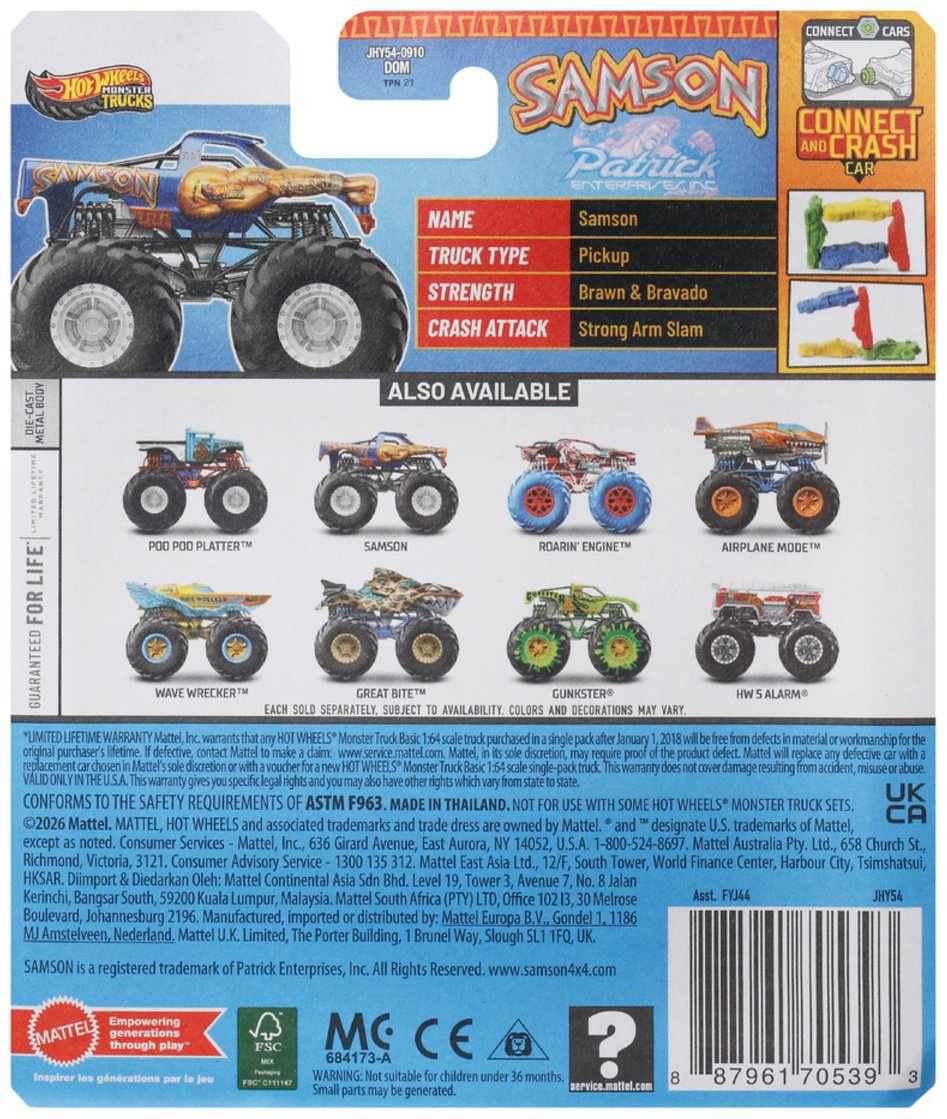 Машина Hot Wheels Monster Truck Samson синий купить,NaN