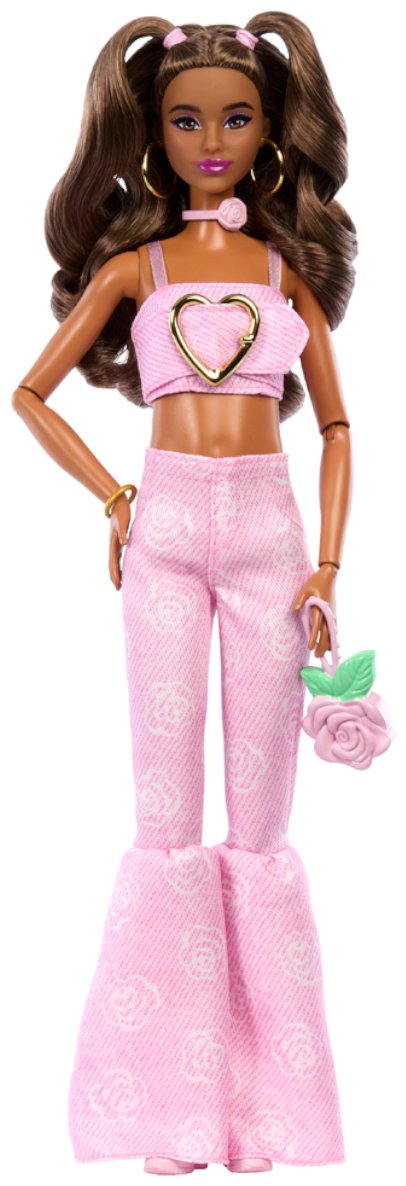 Кукла-модель Barbie Fashionistas DELUXE Шатенка с двумя хвостиками в розовом джинсовом костюме 29 см купить,NaN