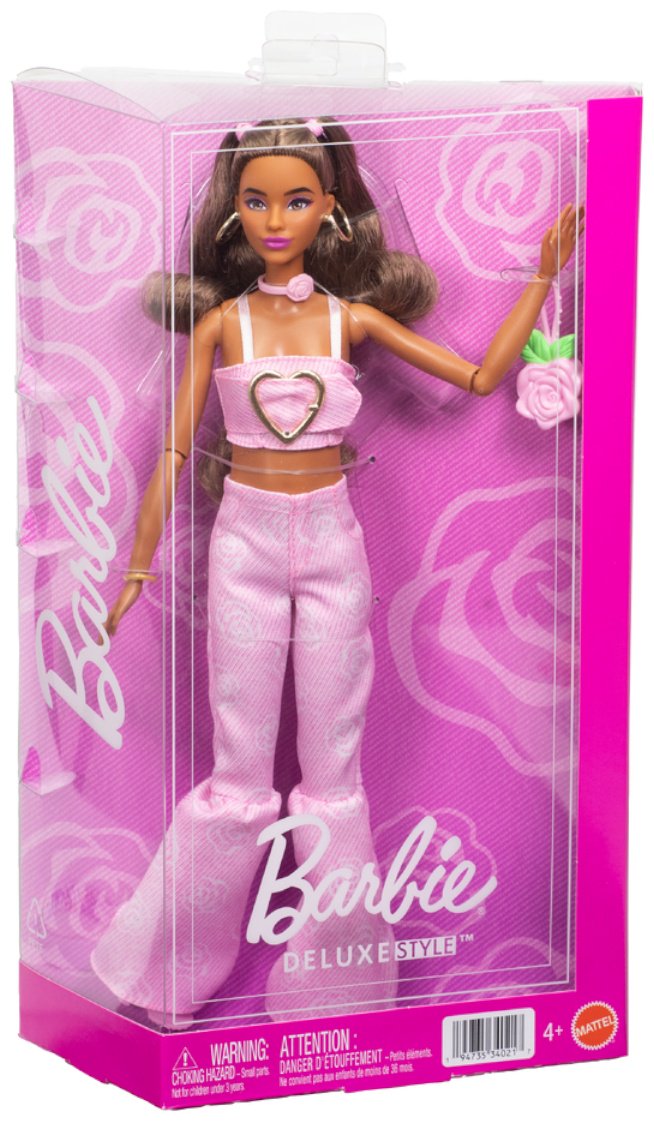 Кукла-модель Barbie Fashionistas DELUXE Шатенка с двумя хвостиками в розовом джинсовом костюме 29 см купить,NaN