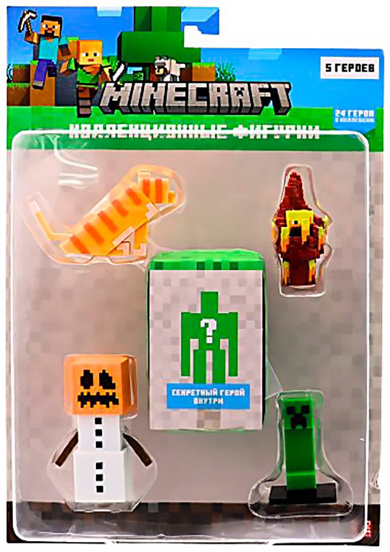 Minecraft Снежный голем, Ифрит, Зелёный Крипер, Кот 6 см 5 шт купить,NaN
