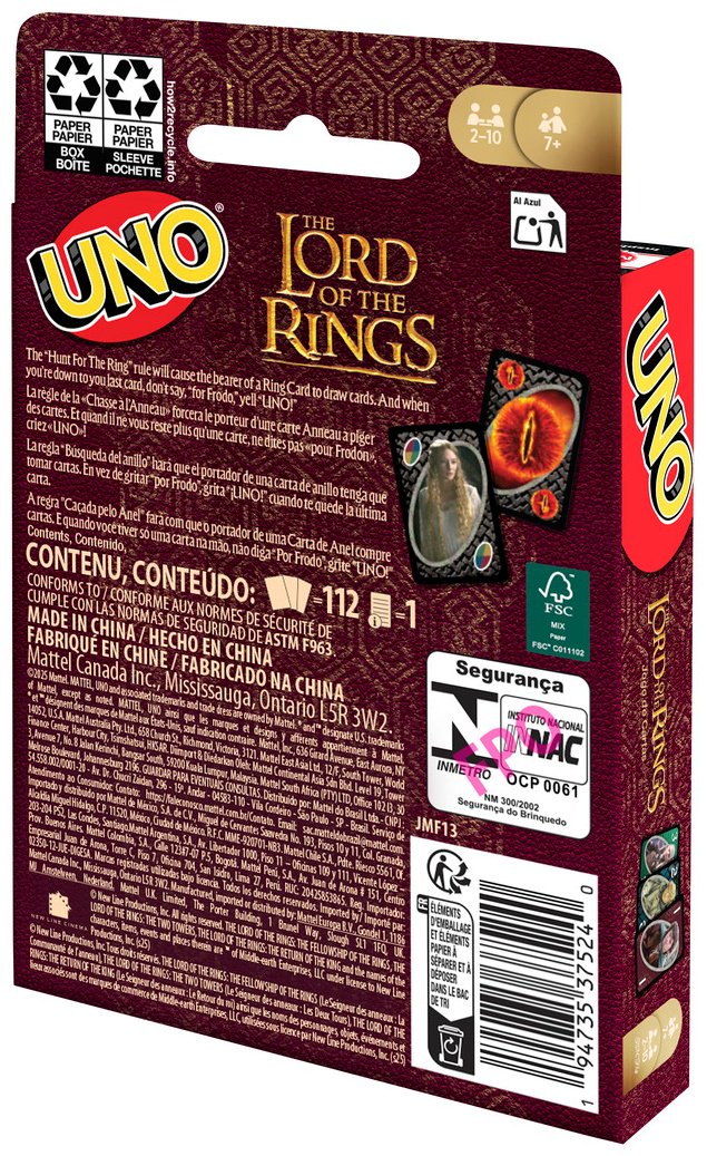 Настольная игра Mattel UNO Lord of the Rings купить,NaN