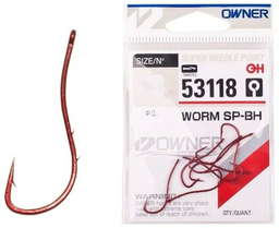 Крючок для рыбалки Owner 53118 Worm SP-BH №8 (7шт) одинарный красный 7 шт