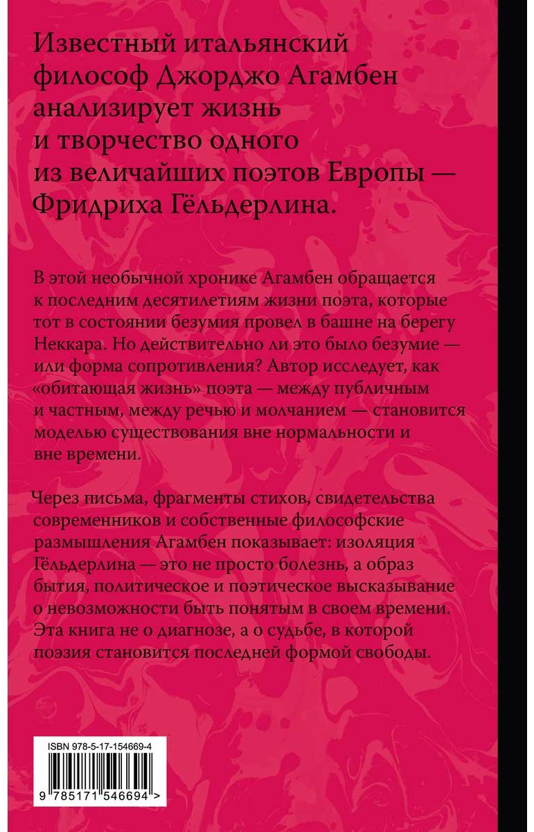 Книга Агамбен Дж.: Безумие Гёльдерлина. Жизнь, поделенная надвое купить,NaN