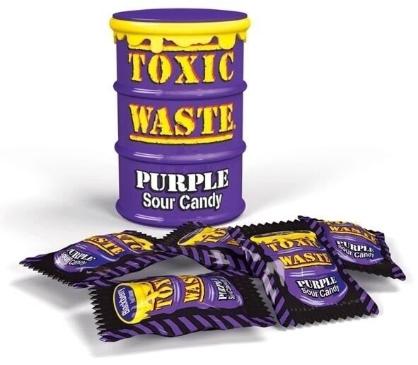 Конфеты леденцы Toxic Waste Purple Sour Candy 42 г купить,NaN