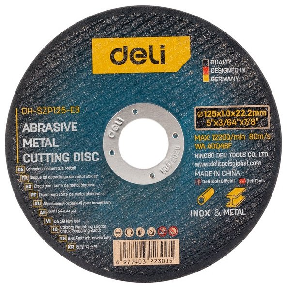 Диск отрезной по металлу 125x22.2х1 мм, DELI EDH-SZP125-E3 купить,250