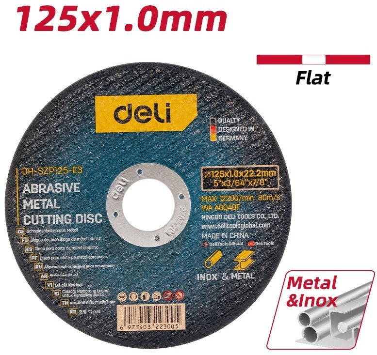 Диск отрезной по металлу 125x22.2х1 мм, DELI EDH-SZP125-E3 купить,250