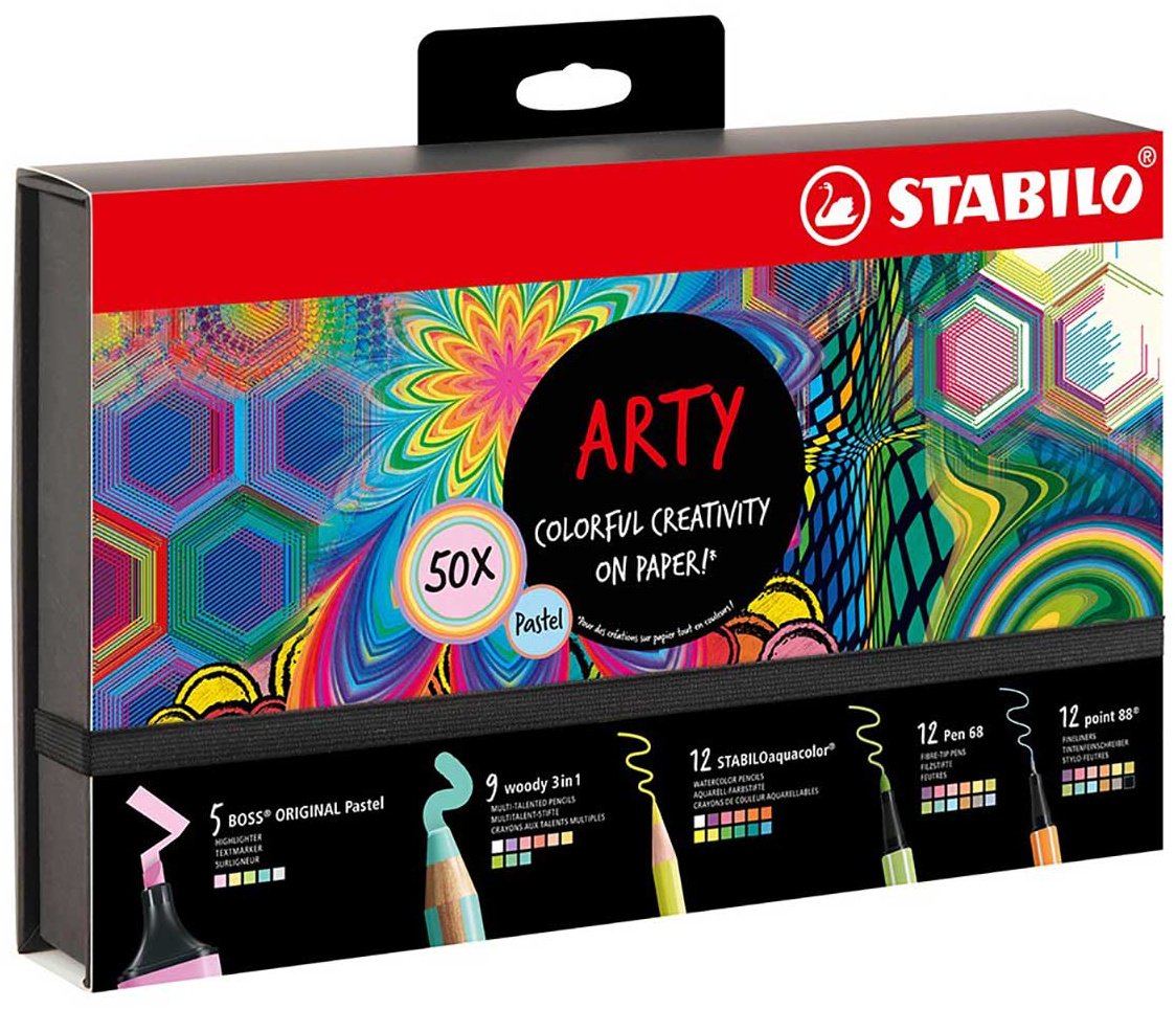 Ручка капиллярная STABILO ARTY Creative set Pastel 50 шт, 0.7 мм, цвет чернил мультиколор купить,NaN