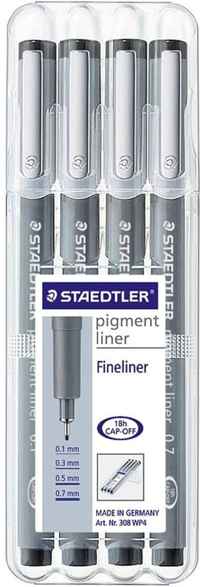 Ручка капиллярная STAEDTLER 308 WP4 05 4 шт, 0.1 мм, цвет чернил черный купить,NaN