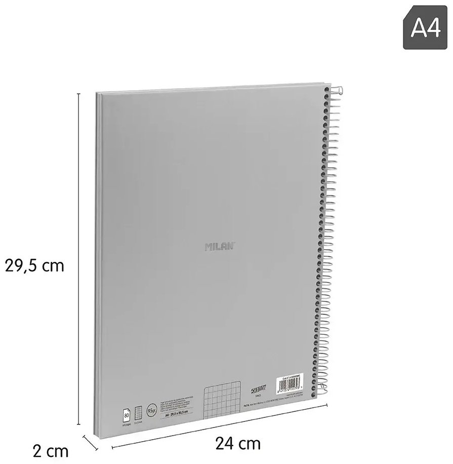 Блокнот Milan Shadow, A4, 80 л, серый купить,NaN