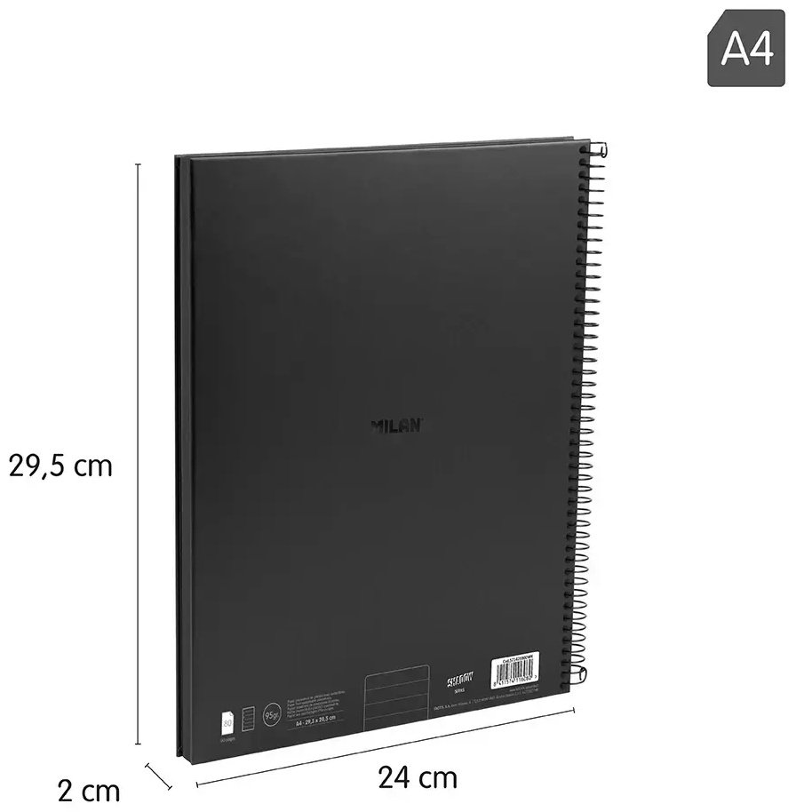 Блокнот Milan Shadow, A4, 80 л, черный купить,NaN