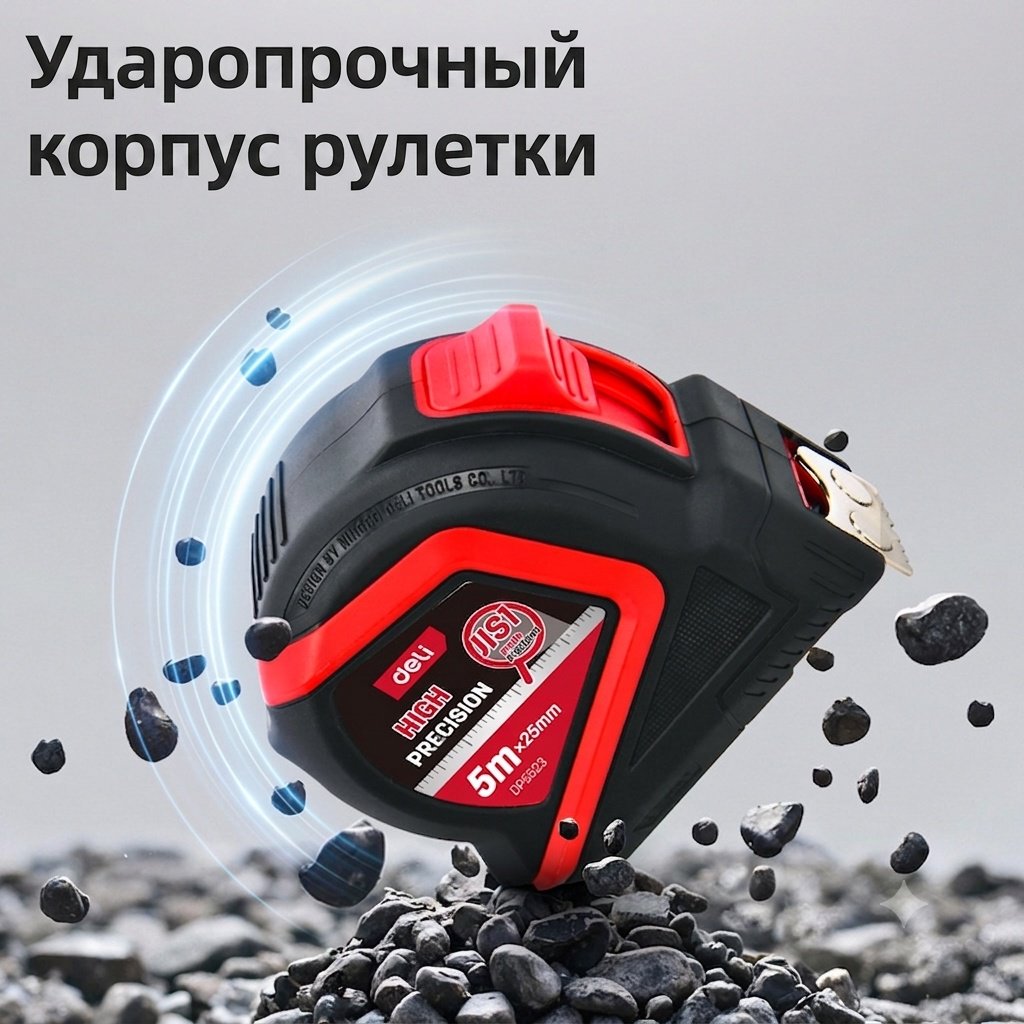 DELI рулетка строительная DP5523, 5 м х 25 мм
