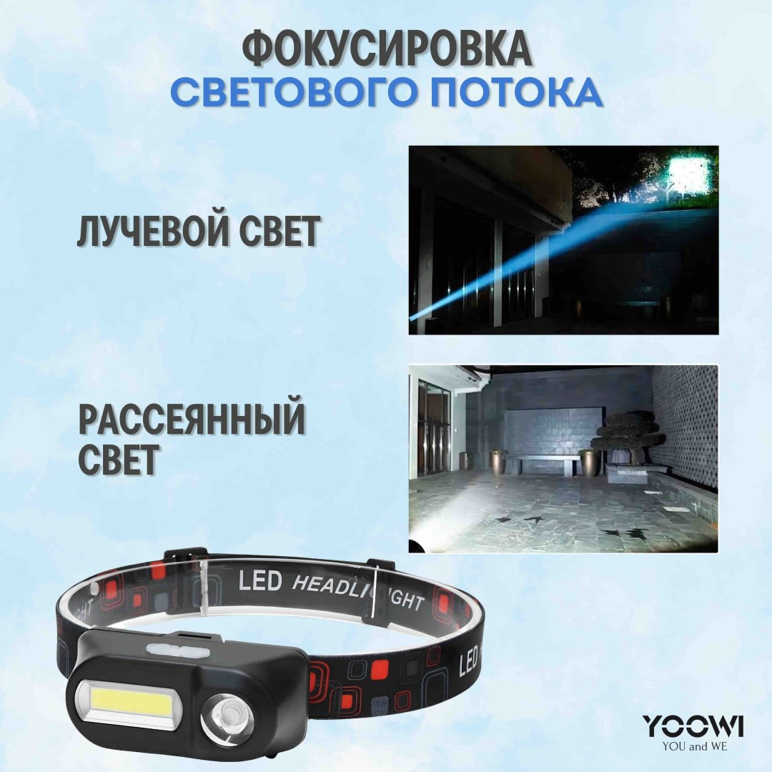 Фонарь YOOWI IP44 налобный черный