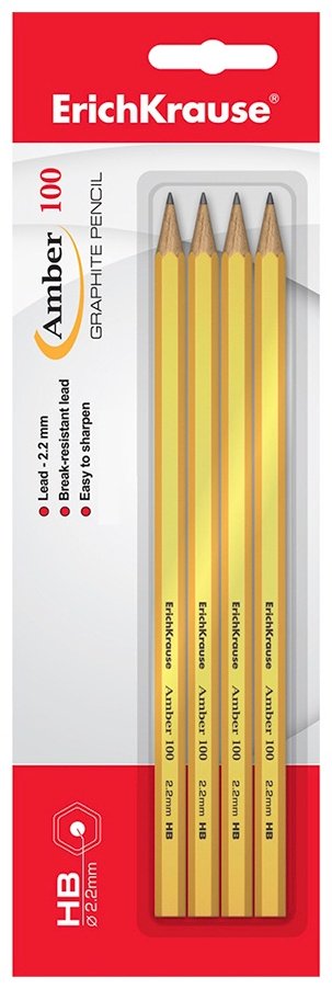 Erich Krause Amber 100 HB, 4 шт, твёрдость HB