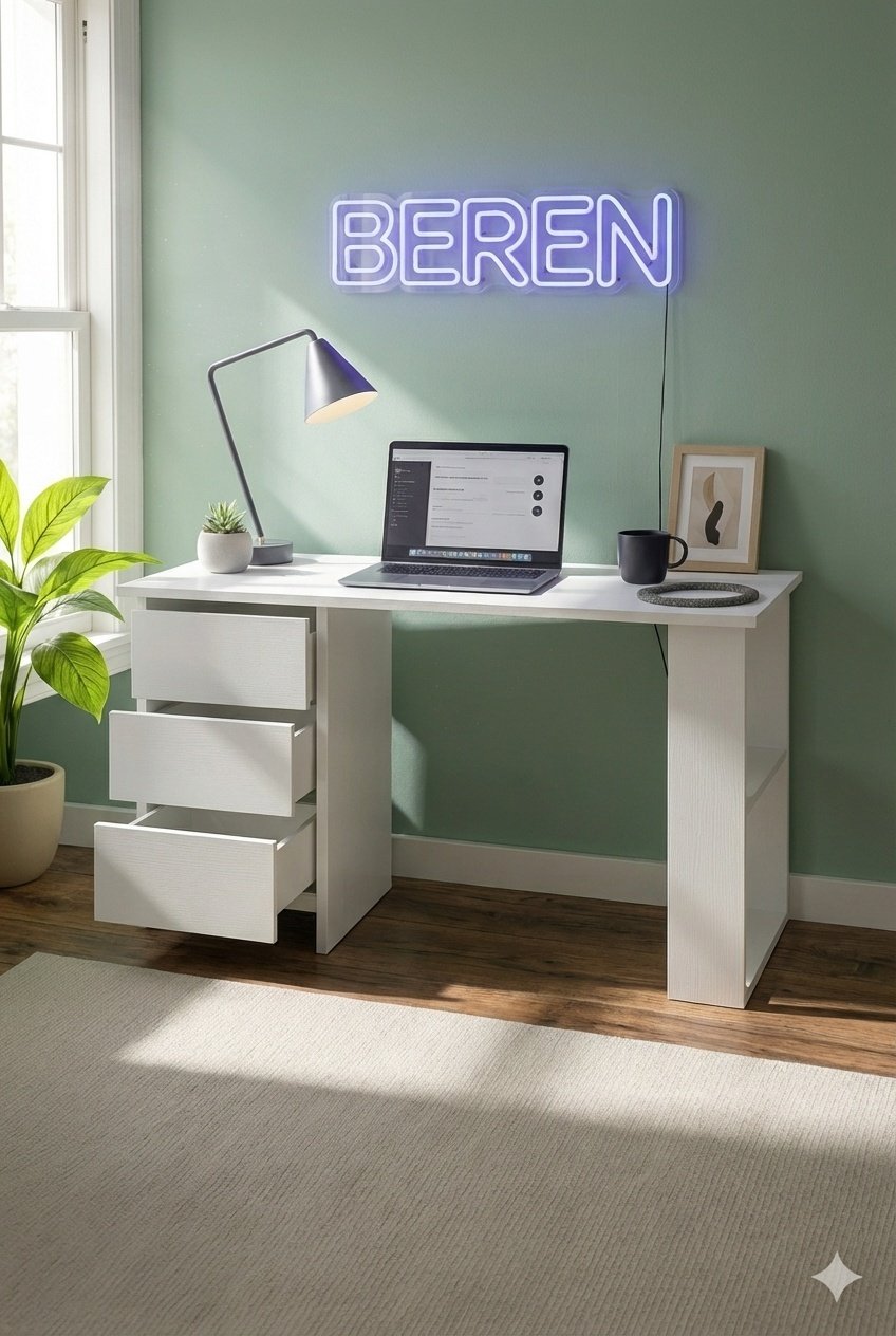 Стол письменный BEREN Modul 01, 100х45x75 см, белый