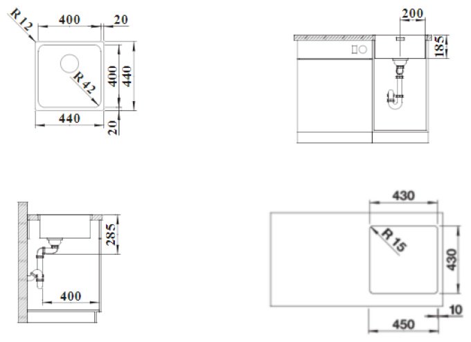 Кухонная мойка Blanco Solis 400-IF (526118) 44х44х18.5 см, нержавеющая сталь, тон серебристый купить,196098