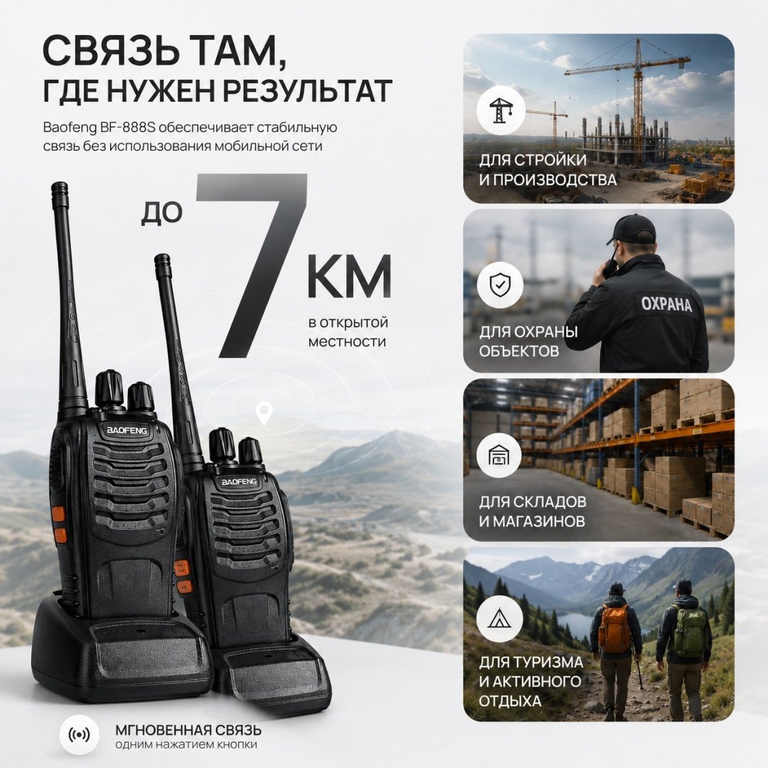 Рация Baofeng BF-888S + гарнитура