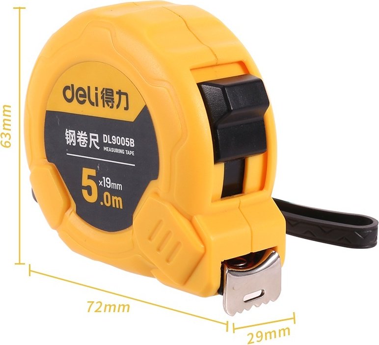 DELI рулетка строительная EDL9005B, 5 м х 19 мм