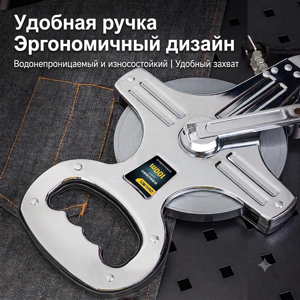 DELI рулетка строительная, геодезическая DL91100, 100 м х 12.5 мм