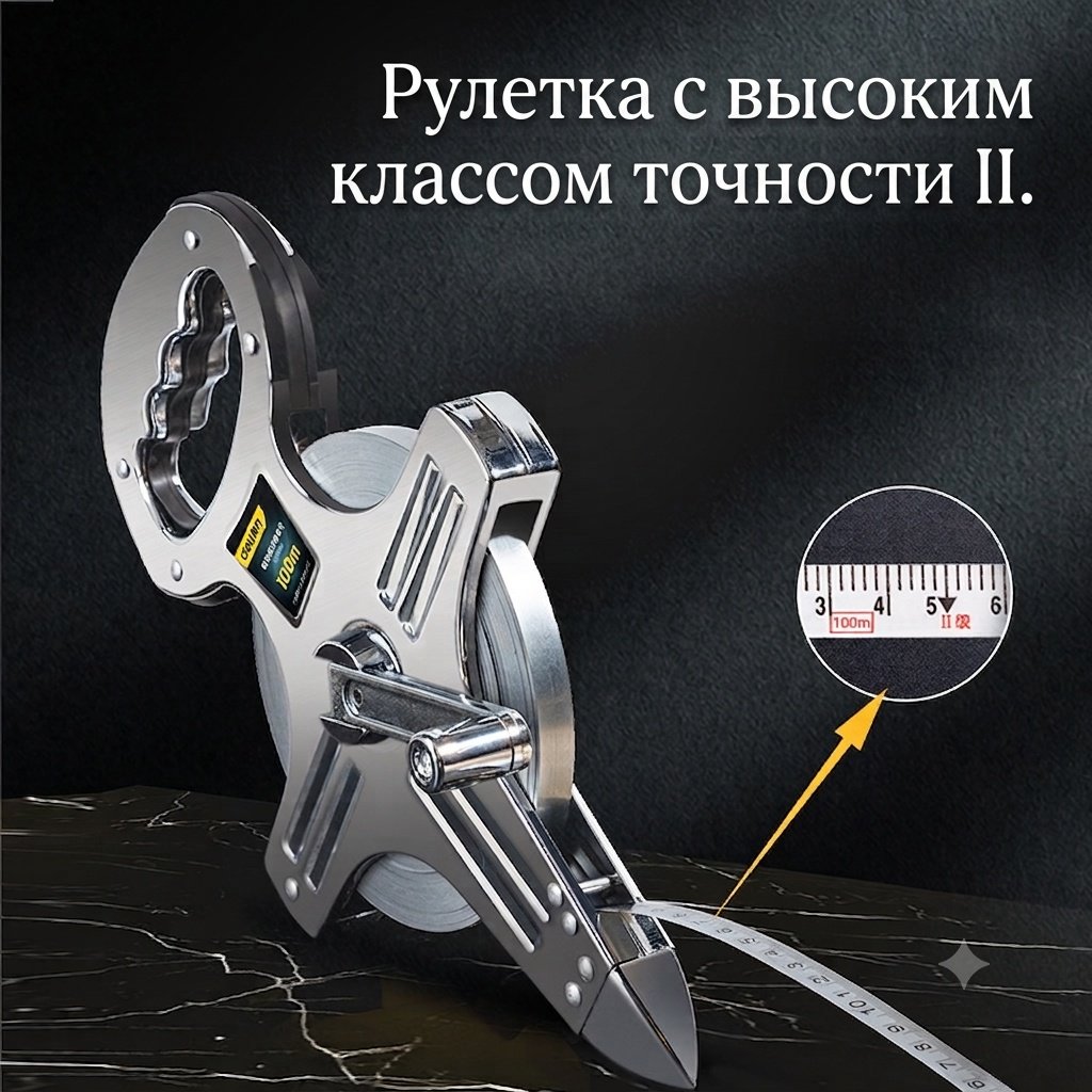 DELI рулетка строительная, геодезическая DL91100, 100 м х 12.5 мм