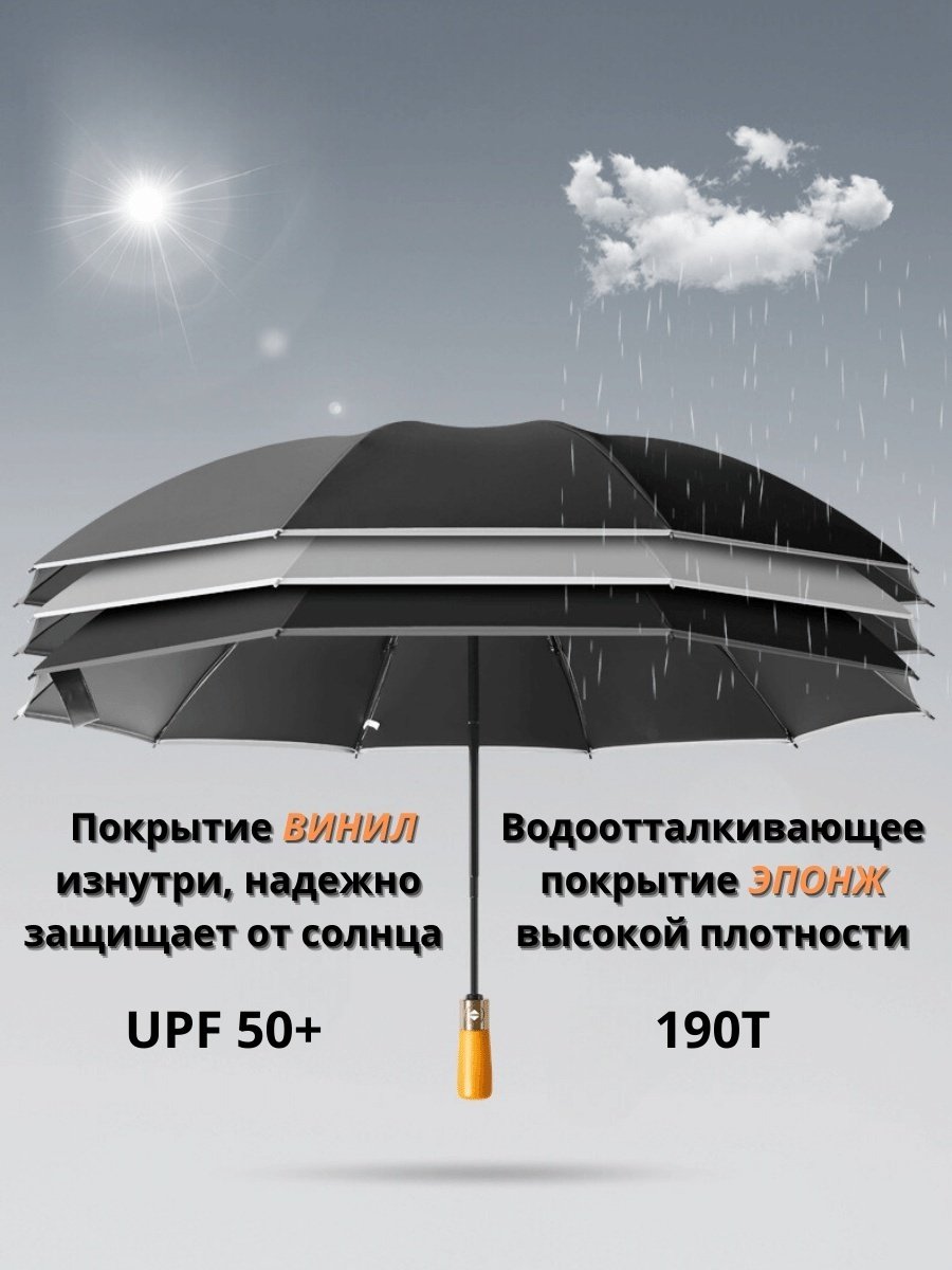 Зонт с обратным сложением автомат черный купить,11000