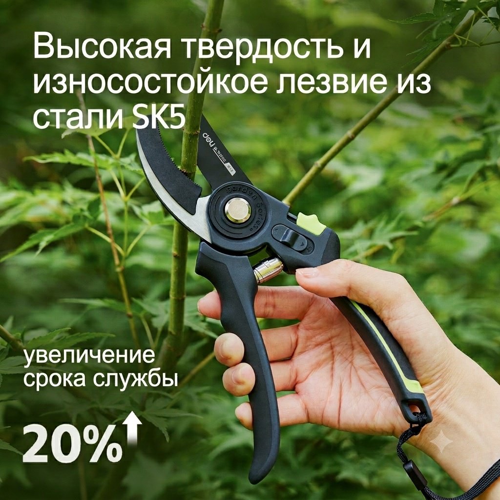 Секатор для изгороди, для веток, универсальное, для цветов, для прививки DELI, диаметр среза: 18 мм