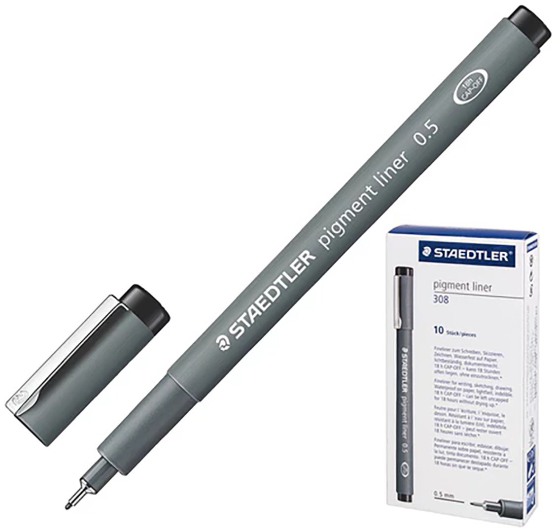 Ручка капиллярная STAEDTLER 308 05-9 05 1 шт, 0.5 мм, цвет чернил черный купить,NaN