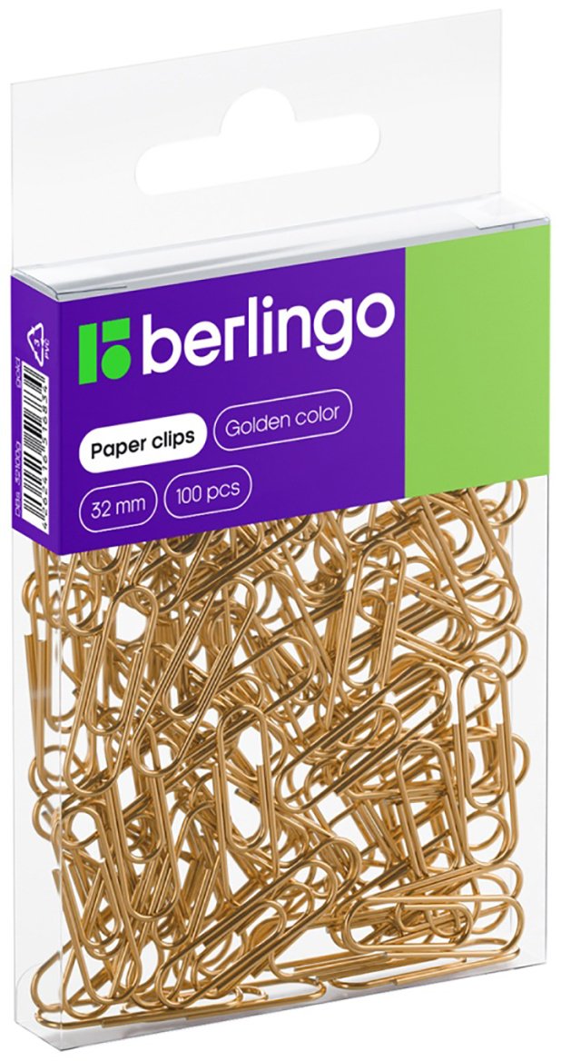 Скрепки Berlingo DBs_32100g, 100 шт, 32 мм, золотой купить,NaN