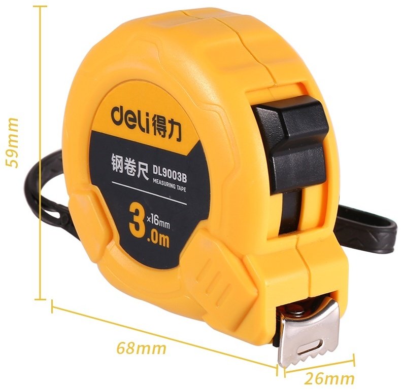DELI рулетка строительная EDL9003B, 3 м х 16 мм