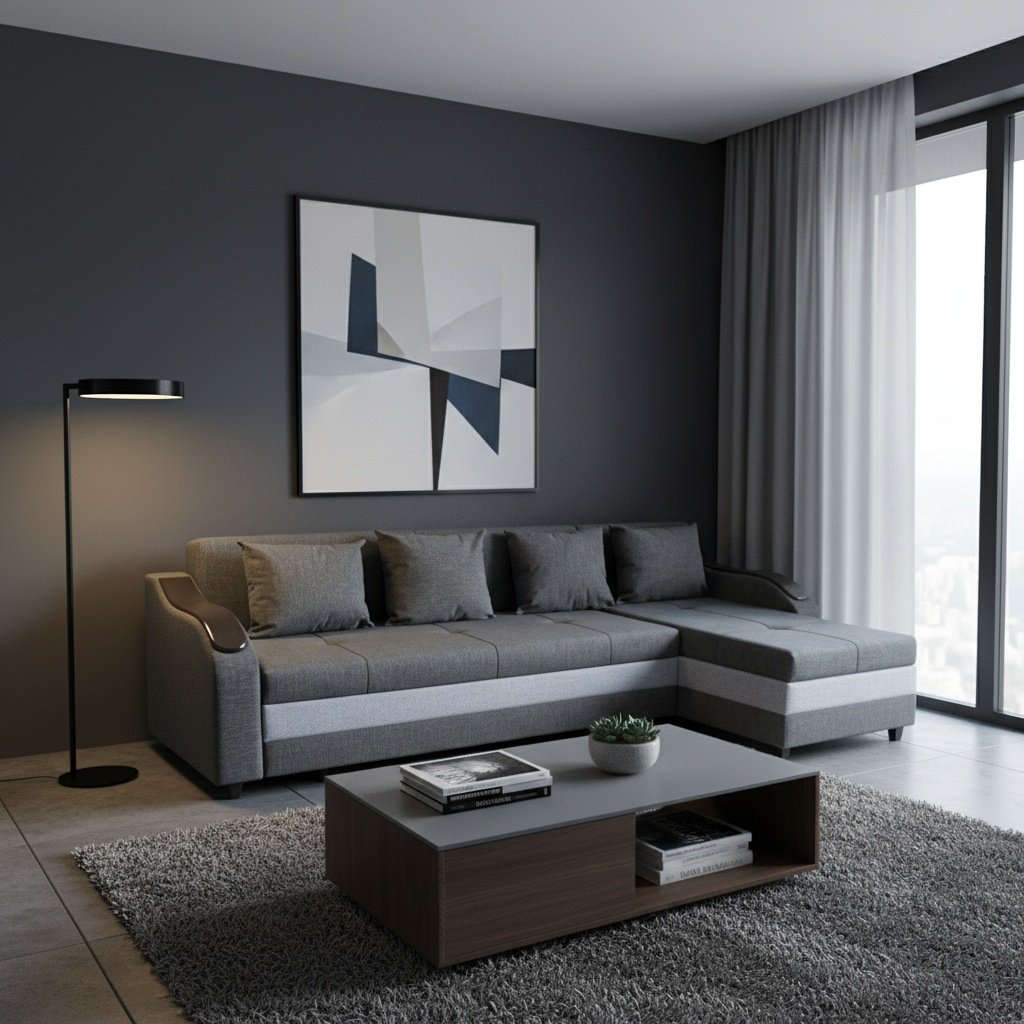 Угловой диван ROOM MEBEL Asked, 280х70 см, обивка ткань, серый купить,160000
