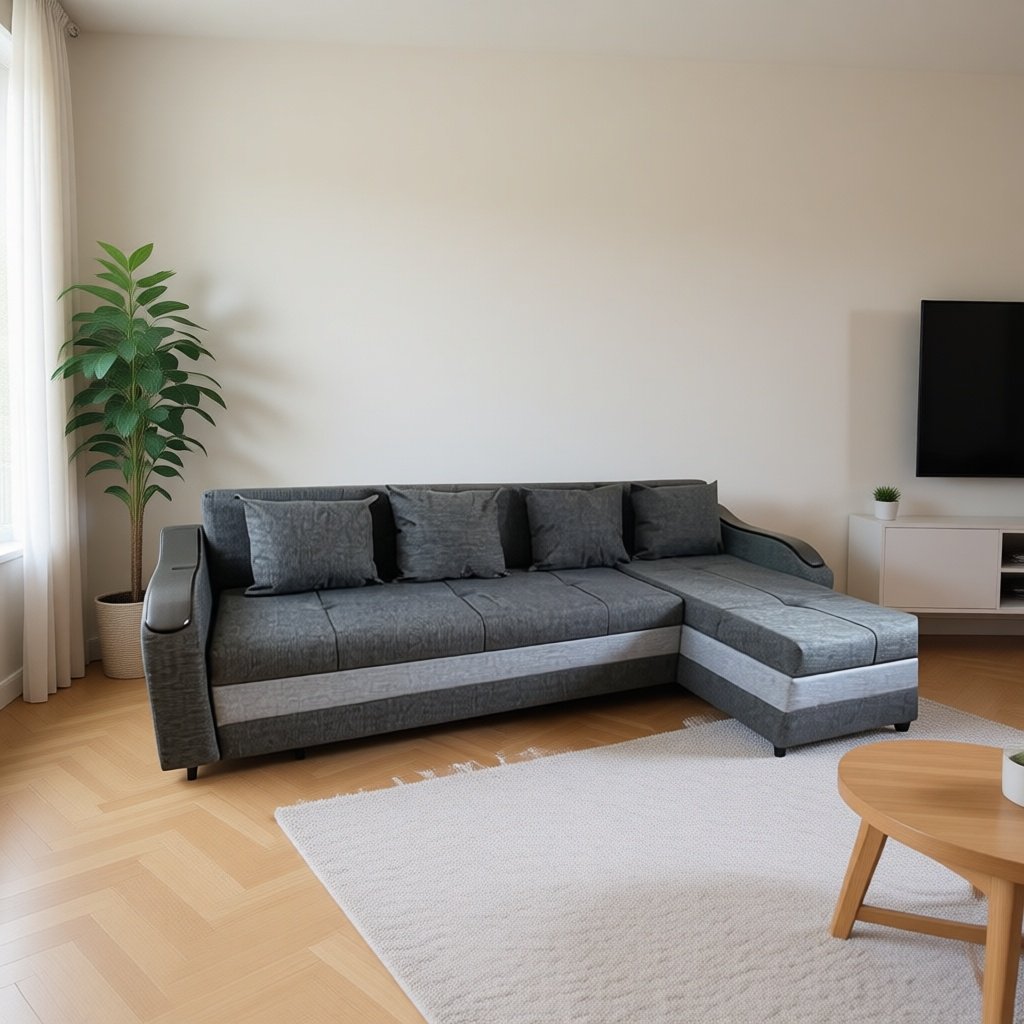 Угловой диван ROOM MEBEL Asked, 280х70 см, обивка ткань, серый купить,160000