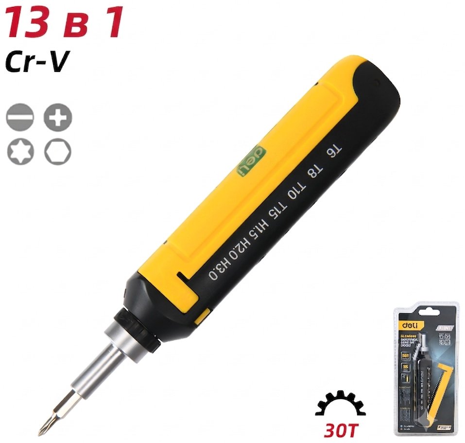 DELI отвертка с насадками DL240013D набор из 12 - ForteMarket DELI отвертка с насадками DL240013D набор из 12 купить,3060