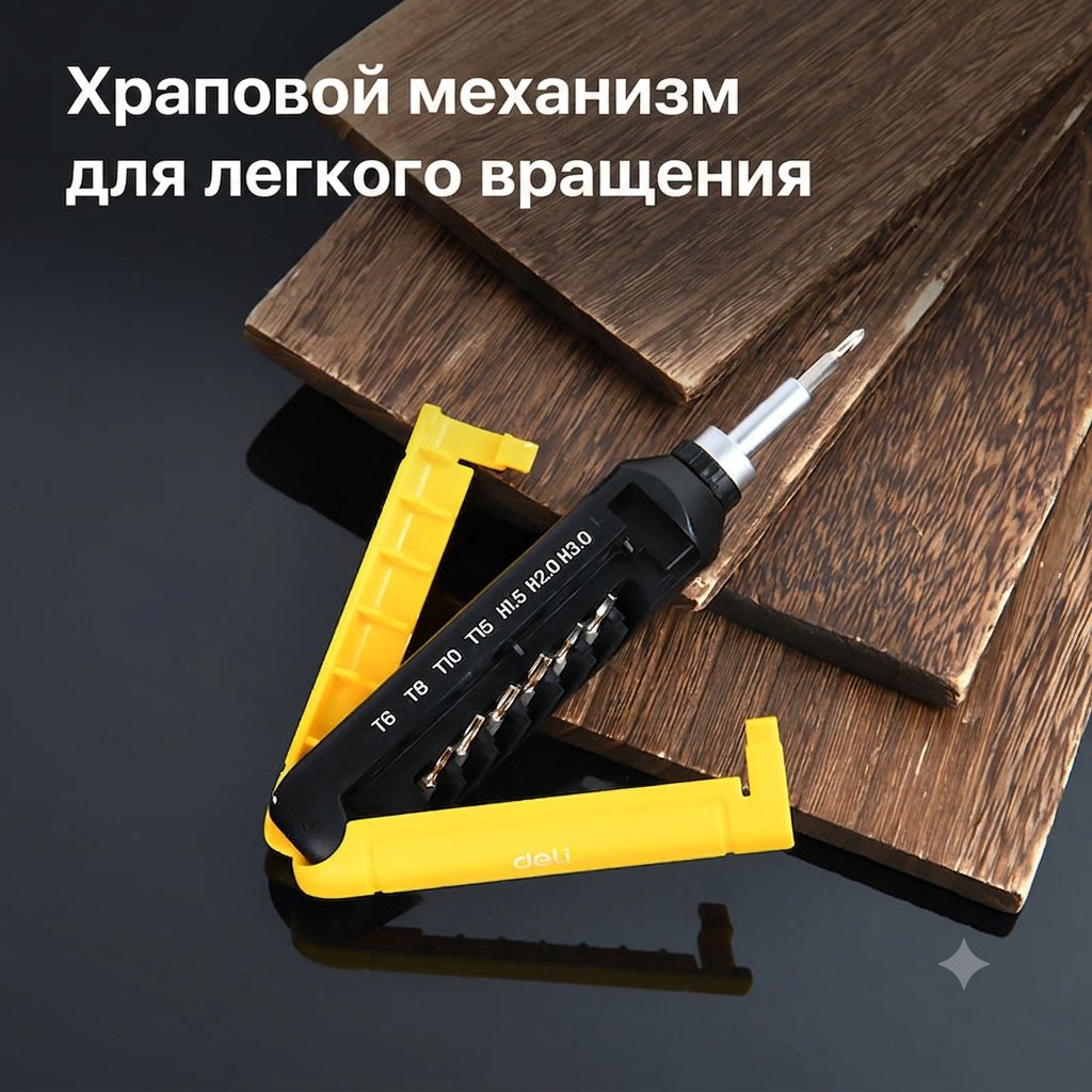 DELI отвертка с насадками DL240013D набор из 12 - ForteMarket DELI отвертка с насадками DL240013D набор из 12 купить,3060