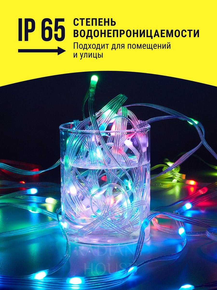 Электрогирлянда Светодиодная лента AGAPO цвет свечения мультиколор 20 м