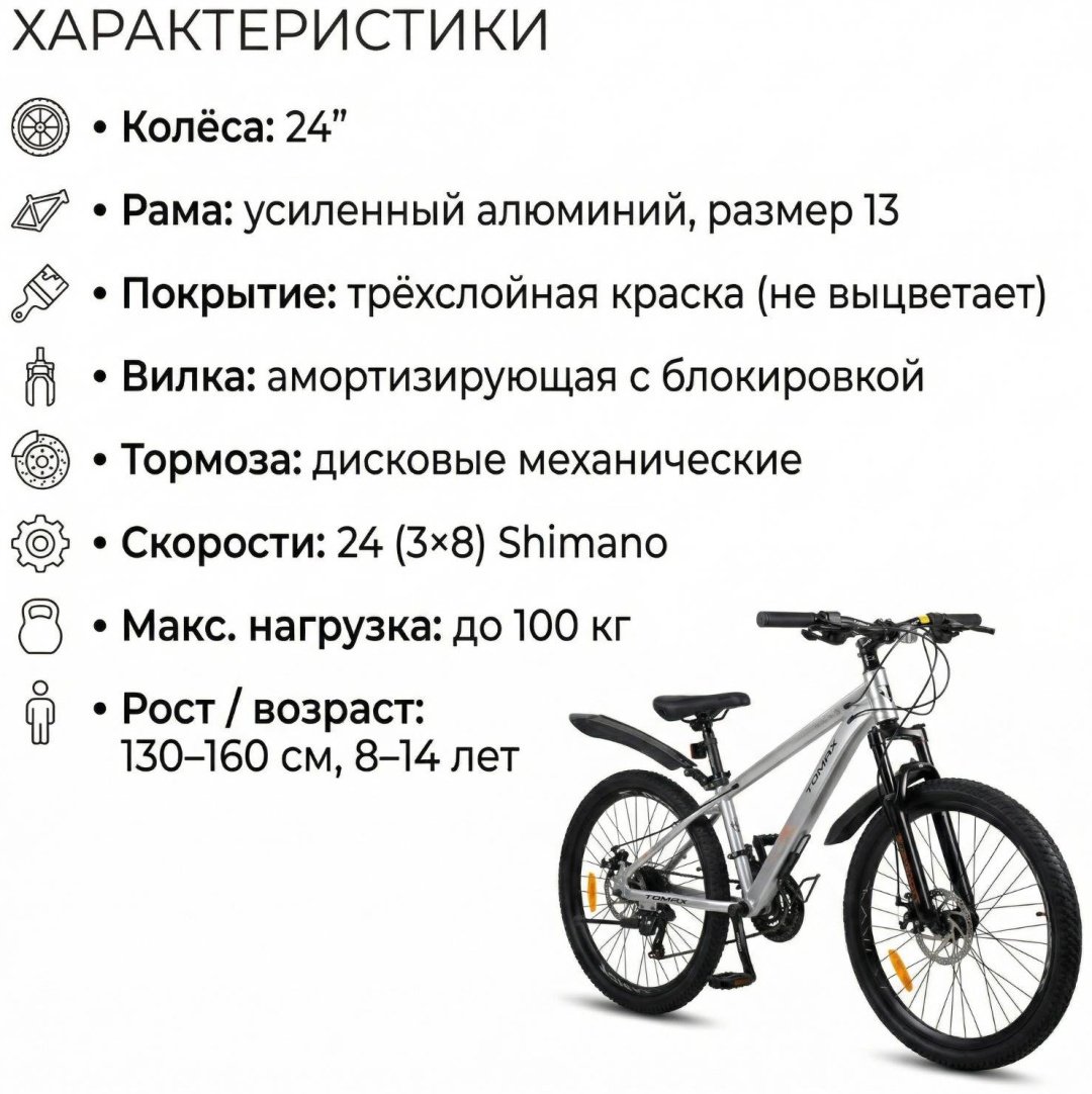 Велосипед Tomax 24 alm 2026 13 дюймов серый купить,84000