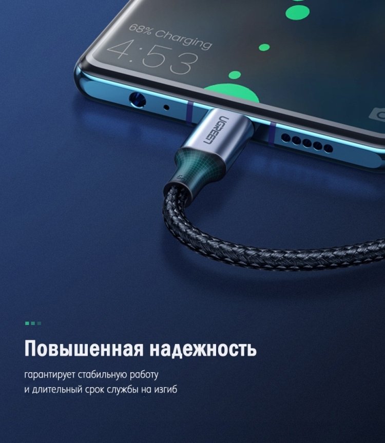 Кабель Ugreen USB TypeC (M), 1.5 м, US316 / 70428 черный купить,NaN