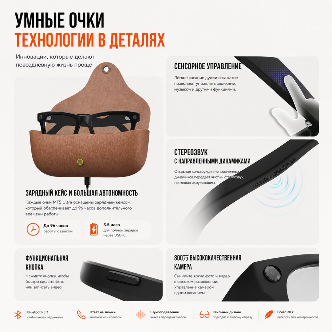 Смарт-очки ELEVE11 MT-5 Ultra черный